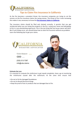 Tips to Claim Fire Insurance in California