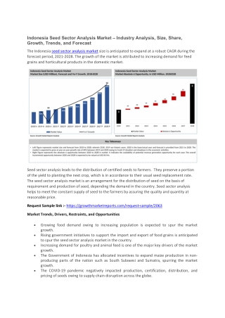 Indonesia Seed Sector Analysis Market