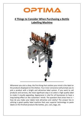 4 Things to Consider When Purchasing a Bottle Labelling Machine