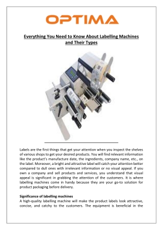 Everything You Need to Know About Labelling Machines and Their Types