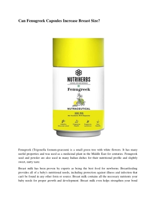 Can Fenugreek Capsules Increase Breast Size