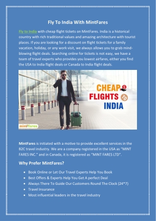 Fly To India With MintFares