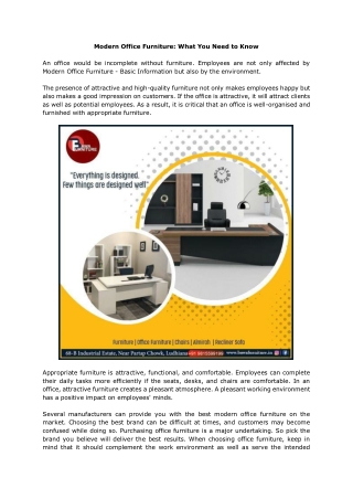 What You Should Know About Bawa Modern Office Furniture LDH