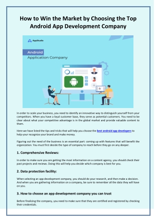 How to Win the Market by Choosing the Top Android App Development Company