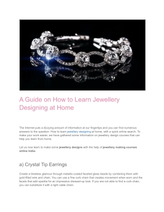 A Guide on How to Learn Jewellery Designing at Home