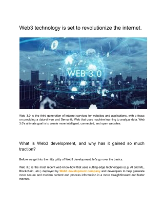 Web3 technology is set to revolutionize the internet