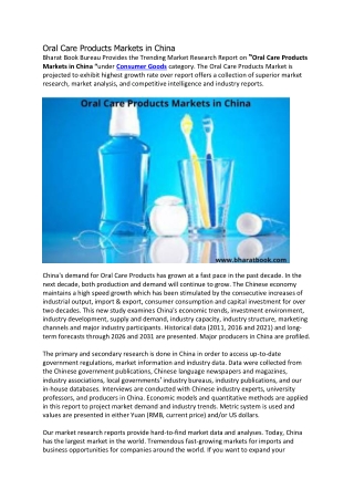 Oral Care Products Markets in China