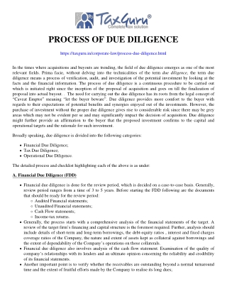 Process of Due diligence