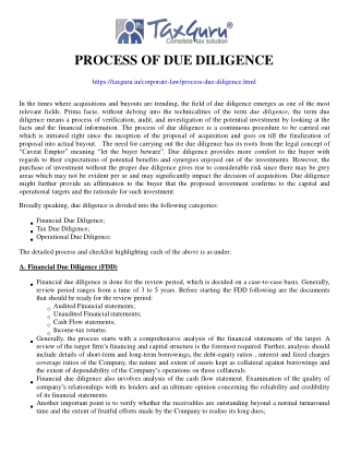Process of Due diligence