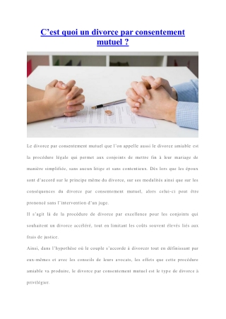 Divorce par consentement mutuel