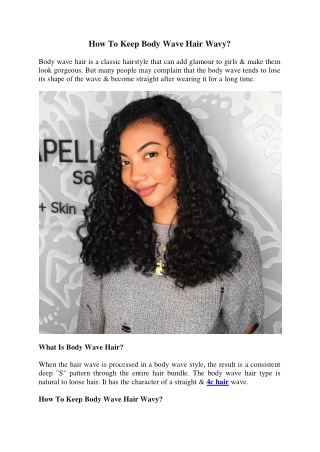 How To Keep Body Wave Hair Wavy