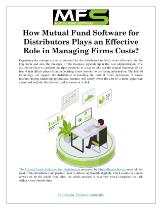 How Mutual Fund Software for Distributors Plays an Effective Role in Managing Firms Costs