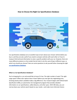 How to Choose the Right Car Specifications Database