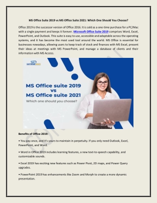 MS Office Suite 2019 vs MS Office Suite 2021