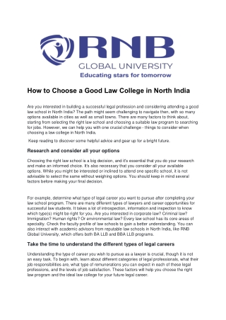 How to Choose a Good Law College in North India