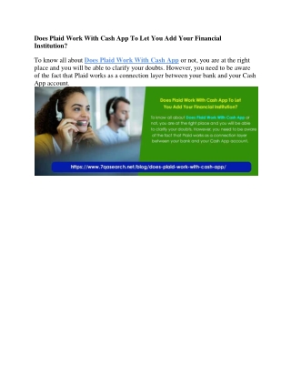 Does Plaid Work With Cash App To Let You Add Your Financial Institution?