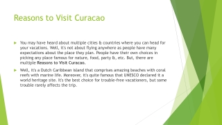 Reasons to Visit Curacao