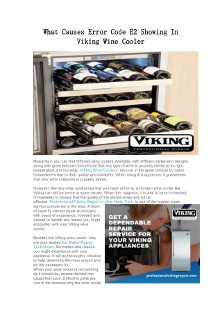 What Causes Error Code E2 Showing In Viking Wine Cooler