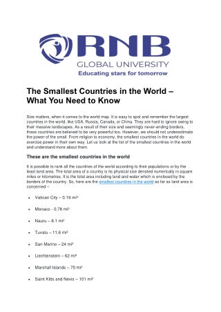 The Smallest Countries in the World