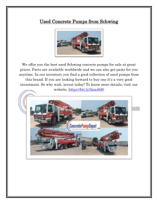 Used Concrete Pumps from Schwing