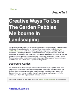 Creative Ways To Use The Garden Pebbles Melbourne In Landscaping