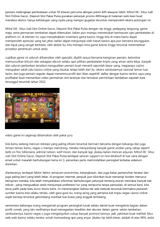 Slot Cuma-cuma Mitra138 : Situs  Judi Slot Online Gacor, Deposit Slot Pakai Puls