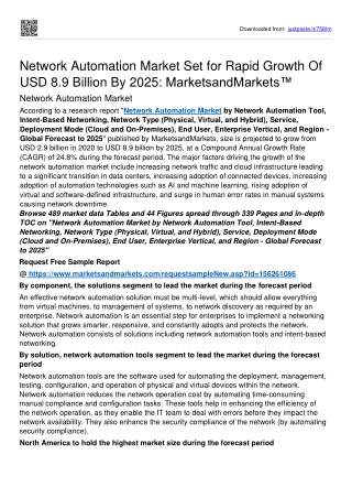 Network Automation Market Set for Rapid Growth Of USD 8.9 billion By 2025