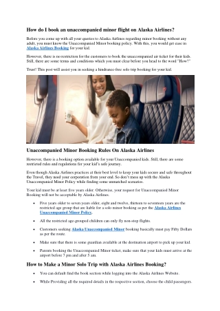 How do I book an unaccompanied minor flight on Alaska Airlines