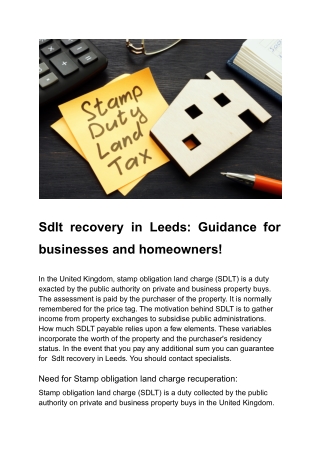 Sdlt recovery in Leeds_ Guidance for businesses and homeowners