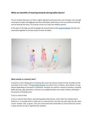 What are benefits of wearing leotards during ballet dance