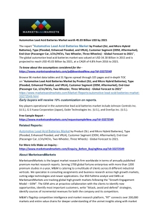 Automotive Lead Acid Batteries Market