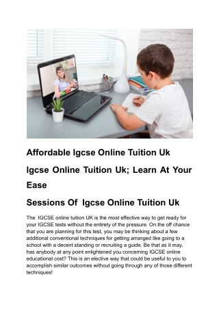 Affordable Igcse Online Tuition Uk