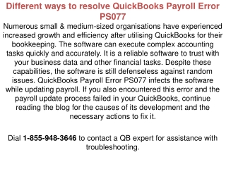 Different ways to resolve QuickBooks Payroll Error PS077