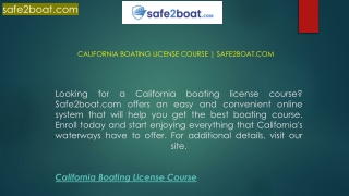 California Boating License Course  Safe2boat.com