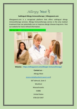 Sublingual Allergy Immunotherapy  Allergywest