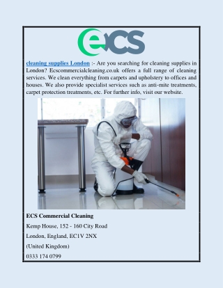Cleaning Supplies London | Ecscommercialcleaning.co.uk