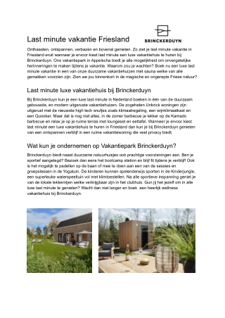 Last minute vakantie Friesland