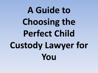 A Guide to Choosing the Perfect Child Custody Lawyer for You