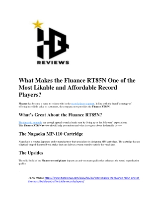 What Makes the Fluance RT85N One of the Most Likable and Affordable Record Playe