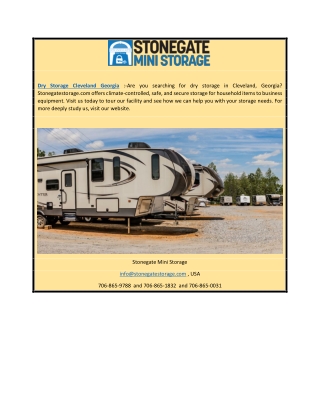 Dry Storage Cleveland Georgia | Stonegatestorage.com