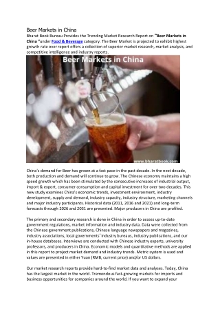 Beer Markets in China