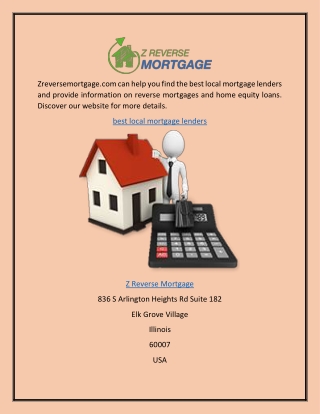 Best Local Mortgage Lenders  Zreversemortgage.com