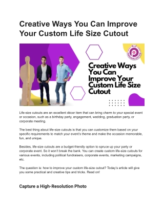 Creative Ways You Can Improve Your Custom Life Size Cutout