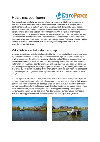 Huisje met boot huren