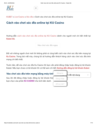Cách vào chơi xóc đĩa online tại KU Casino - Kubet Ab