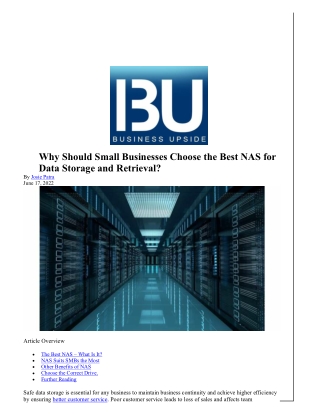 Why Should Small Businesses Choose the Best NAS for Data Storage and Retrieval