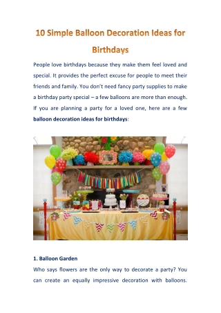 10 Simple Balloon Decoration Ideas for Birthdays