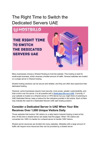 When to Move From Exciting Servers to Dedicated Servers UAE