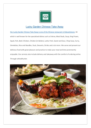 5% Off - Lucky Garden Chinese Take Away Edwardstown menu, SA