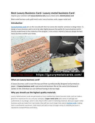 Best Luxury Business Card- Luxury metal business Card